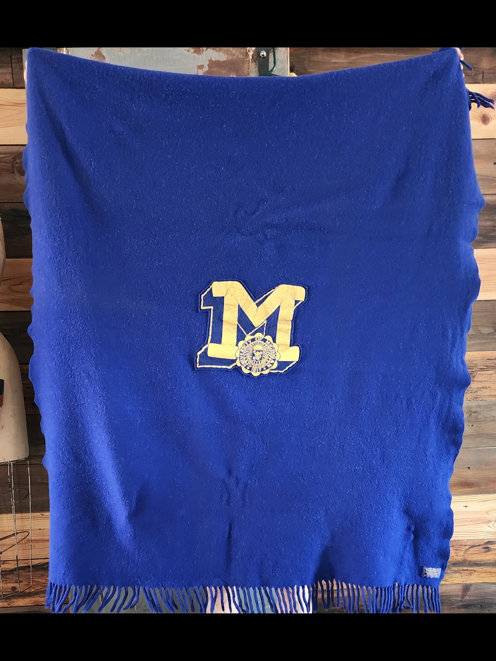 Vintage Pendleton Royal Blue Wool University Of Michigan Throw